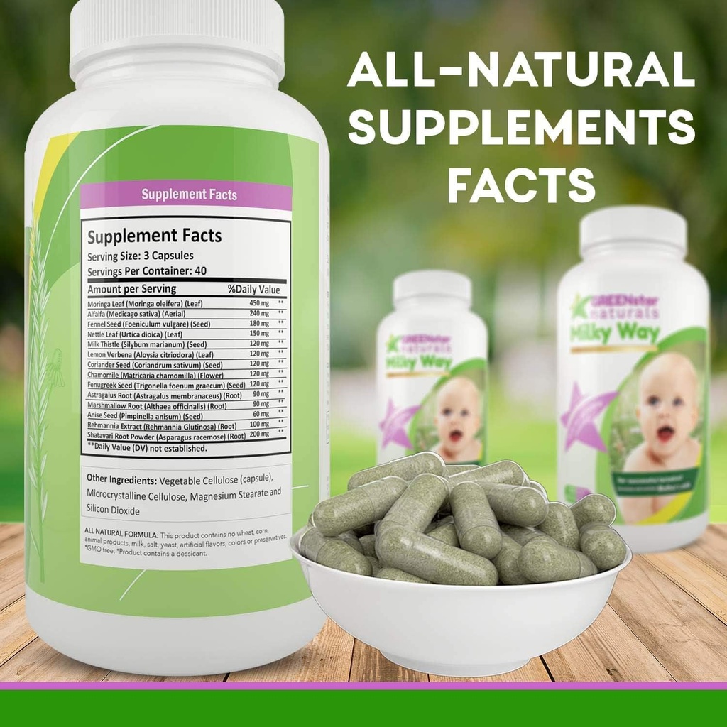 Stillende Ergänzung Lactation Unterstützung für erhöhte Brustmilch, Lactation Ergänzung Kapseln mit Milch Thistle Organic Fenugreek Seeds, Brustmilch postnatales Vitamin für Mütter.