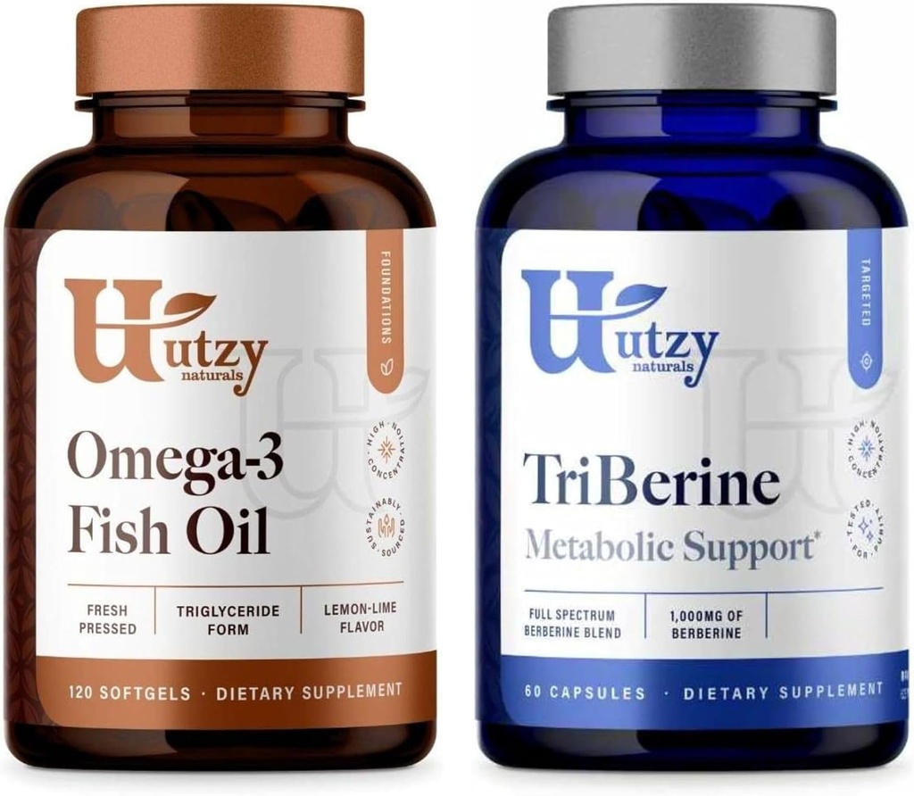 Utzy Naturals Omega 3 Fish Oil 60 Softgels Lemon-Lime Flavor und TriBerine