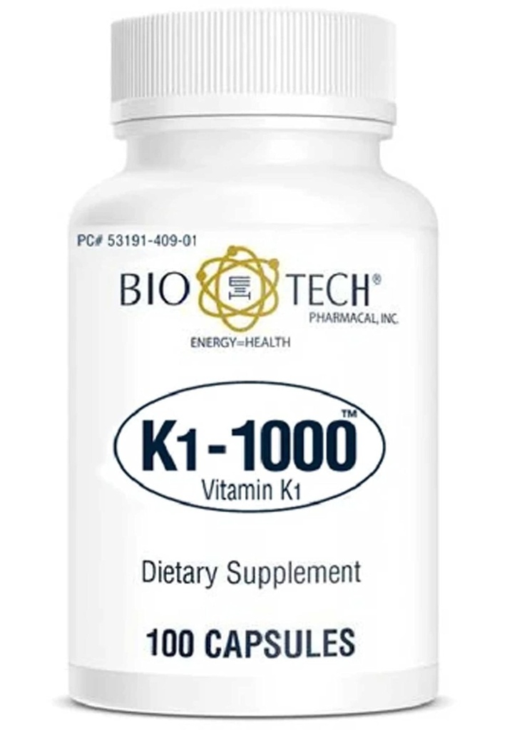 K1-1000 (vitamine K1) 100 capsules - 3 boîtes - Bio-Tech Pharmacal
