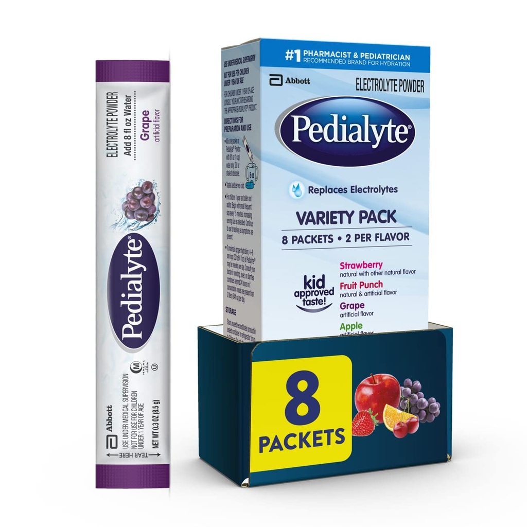 Poudre d'électrolyte de pédialyte.Boissons d'hydratation pour enfants et adultes.