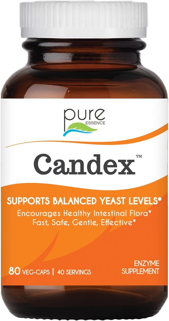 Supplément de candex d'essence pure - Supplément de croissance des levures avec enzymes digestives, traitement probiotique de l'infection des levures pour les hommes et les femmes - 80 capsules