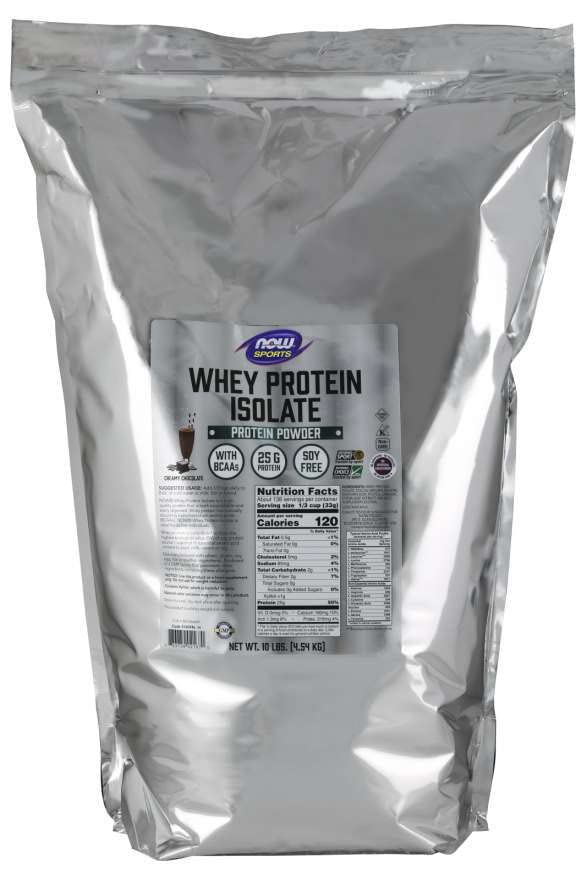 NOW Foods Sports Nutrition, Whey Protein Isolate, 25 g Mit BCAAs, Creamy Chocolate Powder, 10-Pound