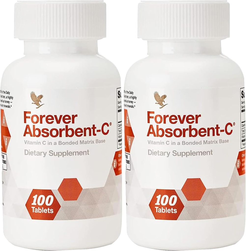 Forever Living - Absorbent-C - Orange, Honig Flavor mit Haferbran - Vitamin C für Immununterstützung und Hautgesundheit - 100 Kautabletten (Pack von 2)