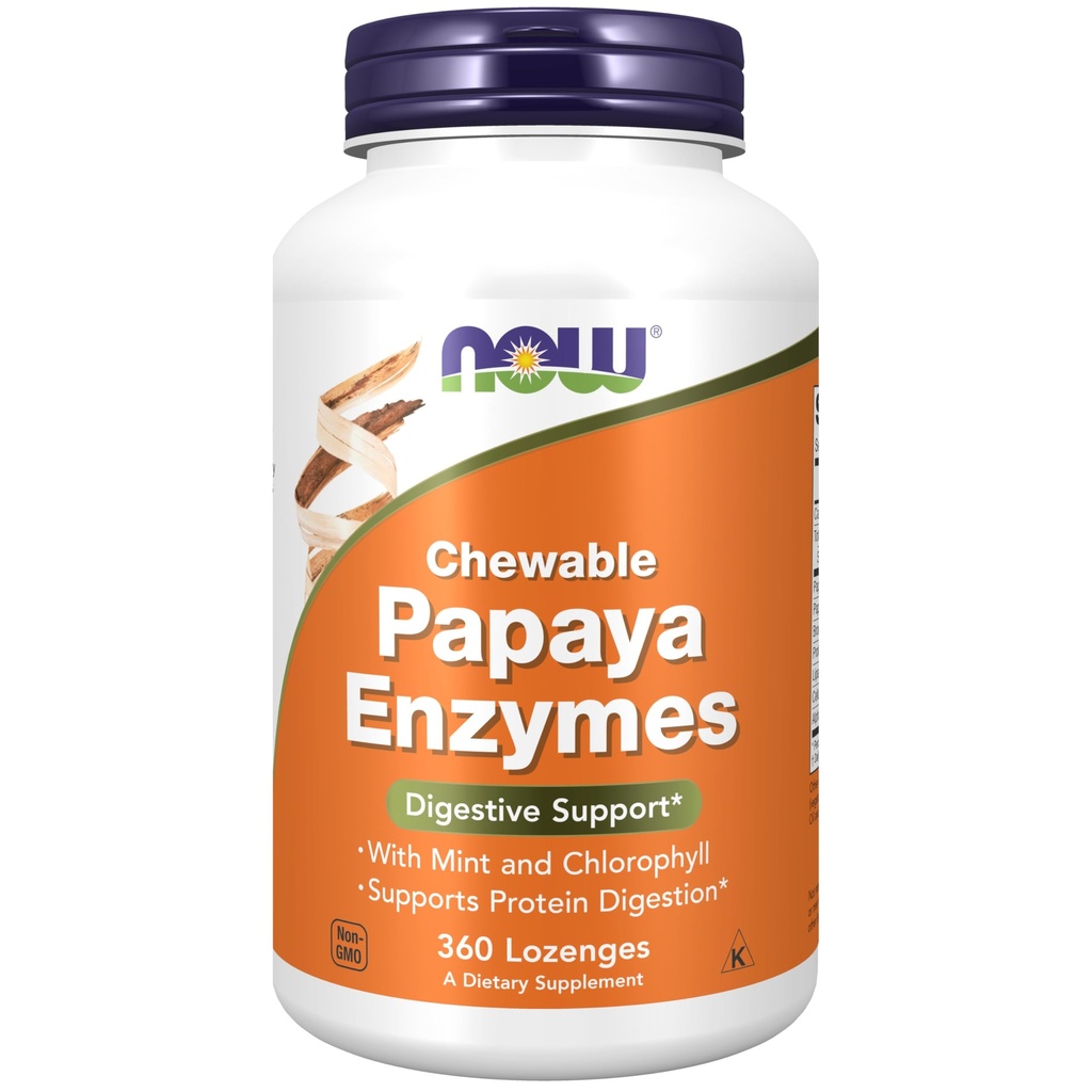 JETZT Nahrungsergänzungsmittel, Papaya Enzyme mit Minze und Chlorophyll, Verdauungsunterstützung*, 360 Chewable Lozenges