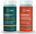 iwi Omega-3 Sport & Vegikrill Omega-3 Bundle, 30 Servierungen, Vegan pflanzenbasierte Algen Omega 3 mit EPA + DHA, Krill & Fisch Öl Alternative, keine Fishy Nachgeschmack