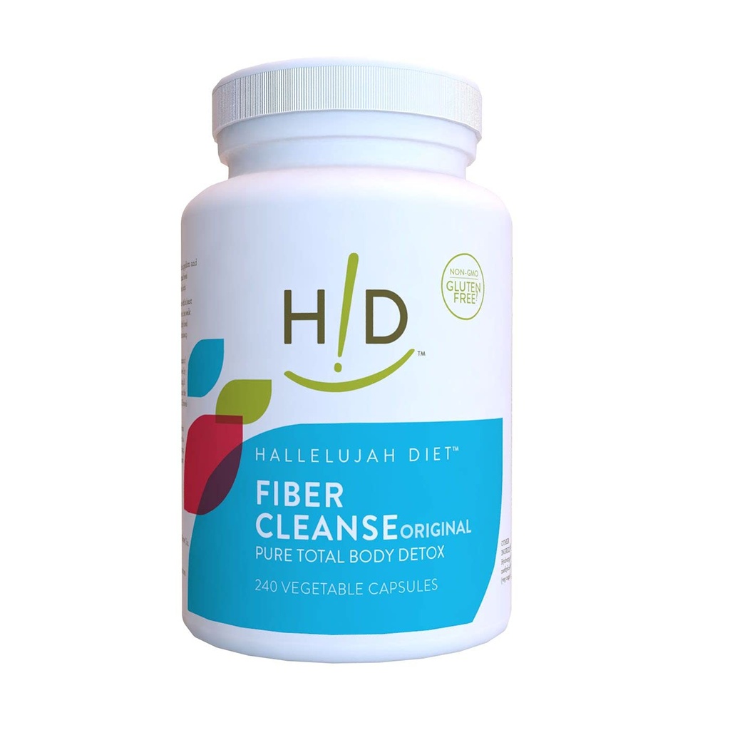 Hallelujah Diet Fiber Cleanse - Capsules de Psyllium et de Lin à base de graines, aide à éliminer les toxines et à restaurer la fonction optimale Bowel, supplément naturel de nettoyage des colonies - (240 comte)