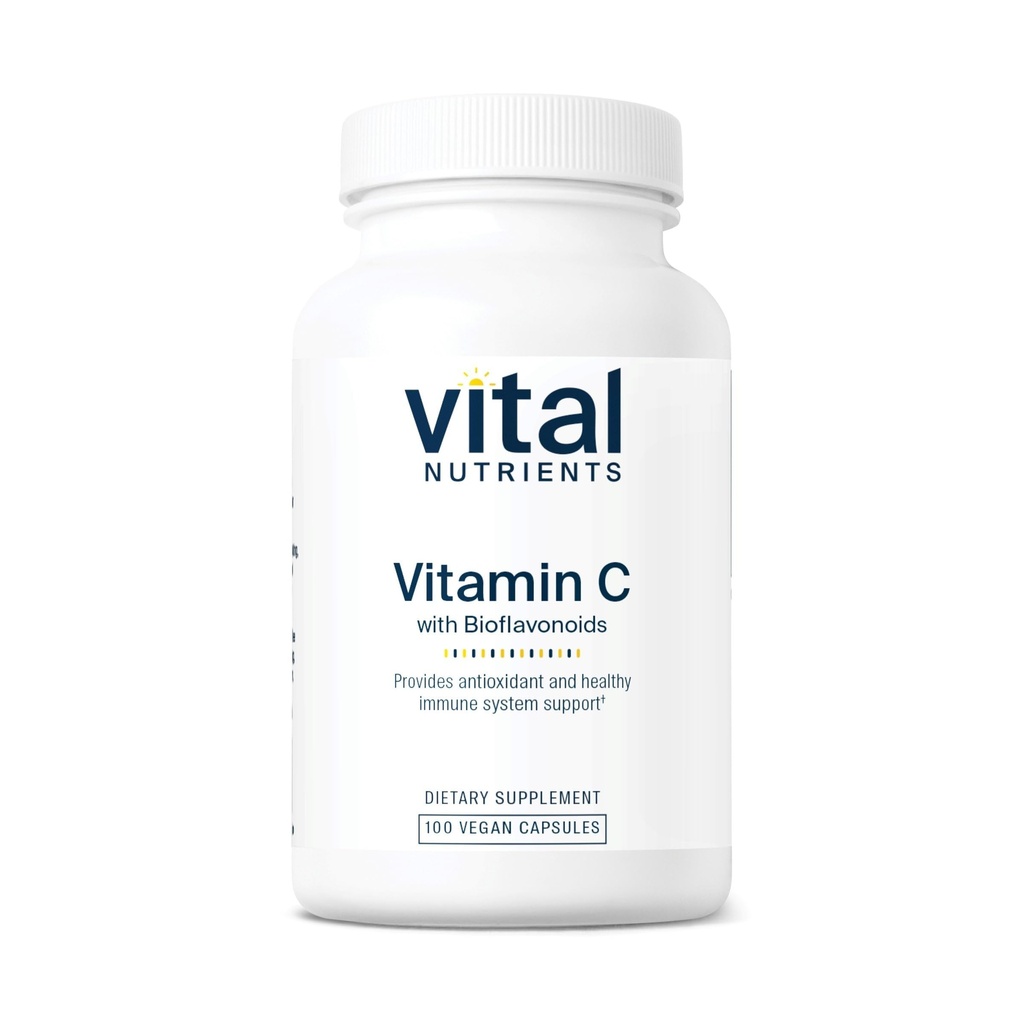 Éléments nutritifs vitaux Vitamine C avec bioflavonoïdes , supplément végétalien pour le soutien immunitaire* , 1000mg Vitamine C et 500mg Citrus Bioflavonoïde , sans gluten, sans lait et sans soja , 100 capsules