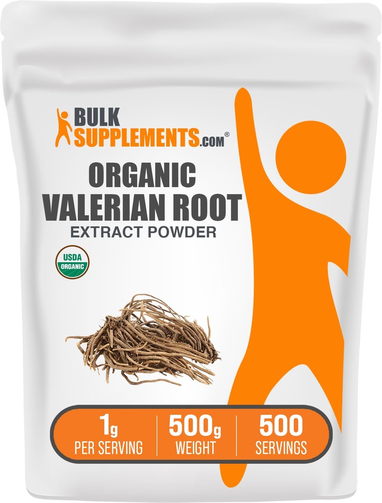 BulkSupplements.com Bio Valerian Extract Powder - Geliefert aus Valerian Root, Kräuterergänzung - Glutenfrei, 1g pro Servierung, 500g (1.1 lbs) (Pack von 1)