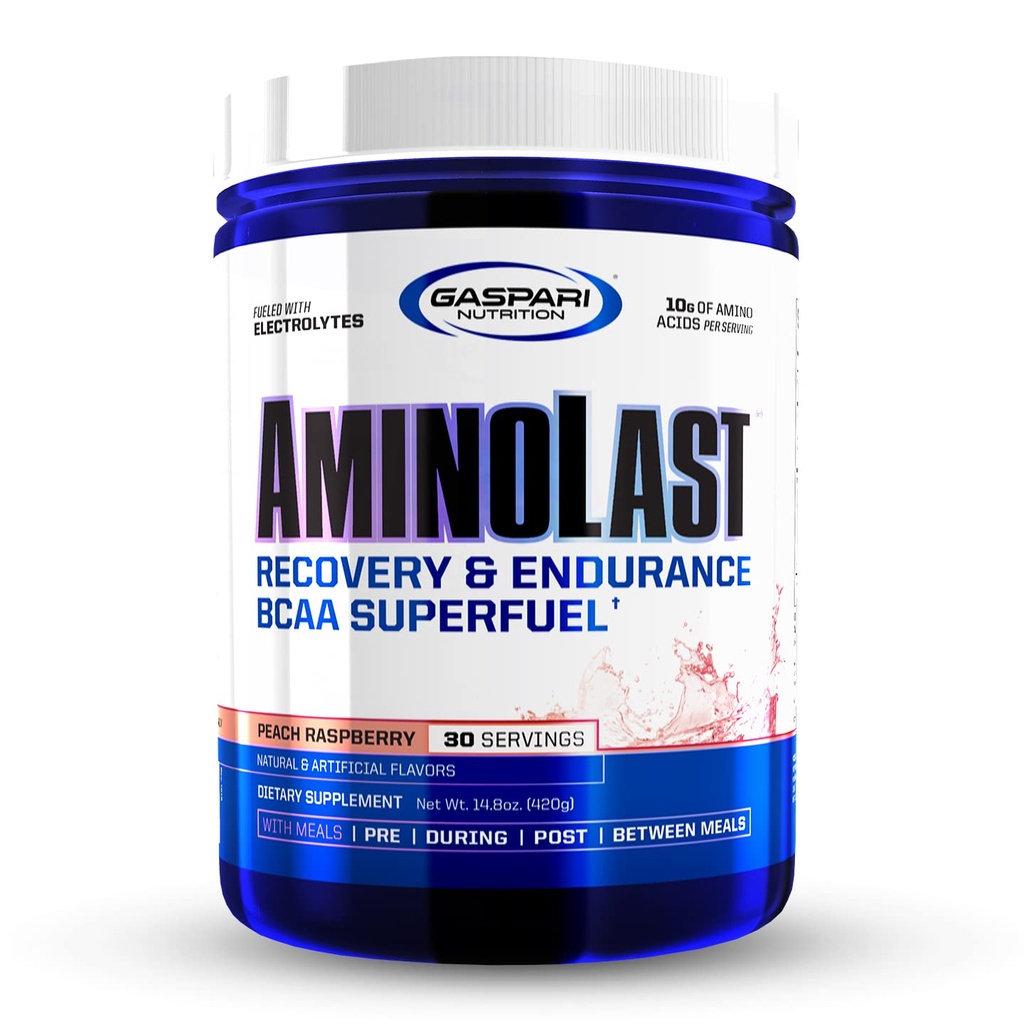 Gaspari Nutrition: AminoLast, Muskel-Recovery und Endurance BCAA Fuel, verbessert Erholung & Replenishes Elektrolyte, 30 Portionen (Peach Raspberry)