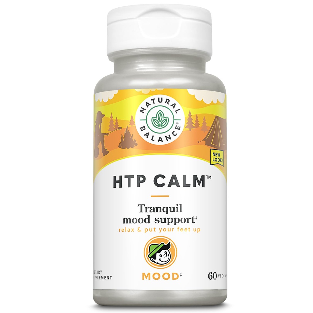 Natural Balance HTP Calm | Herbal Supplement Helps Support Mood, Relaxation & Stress | Vitamin B-6, Kava Kava & St. Johns Wort | 60 Capsules