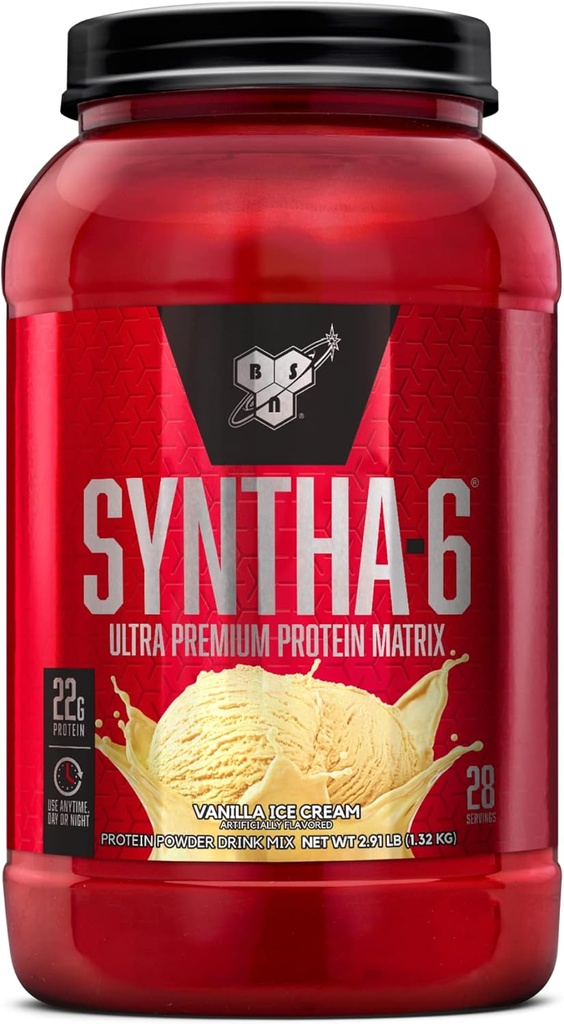 BSN SYNTHA-6 Whey Protein Powder, Vanilla Milk Isolate Protein Powder mit Micellar Casein, Ice Cream, 28 Servierungen (Package May Vary)
