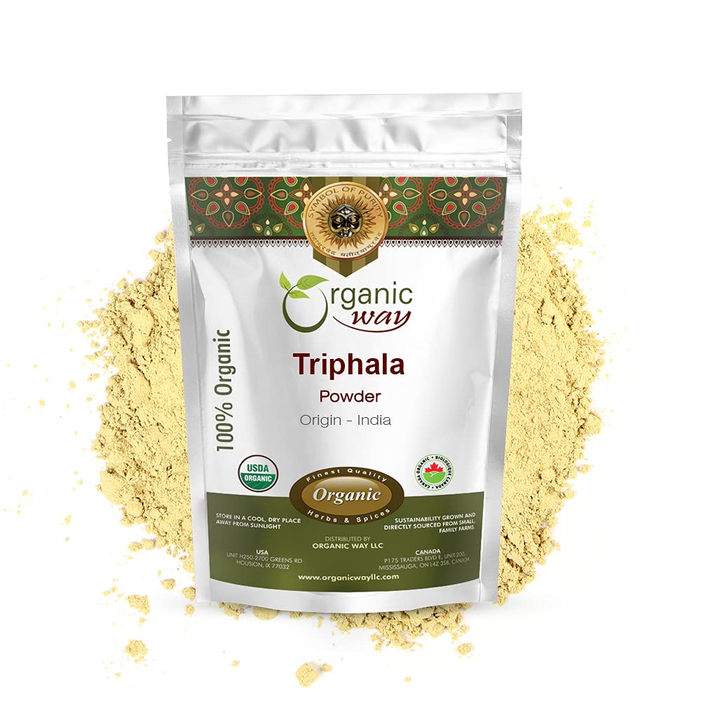 Bio Way Triphala Kräuterpulver - Amla, Haritaki & Bibhitaki Formel | Kosher & USDA Zertifiziert | Non-GMO & Gluten Free | Getestet für Heavy Metal und Reinheit | 100% Raw aus Indien | 1/2 LBS (8 Oz)