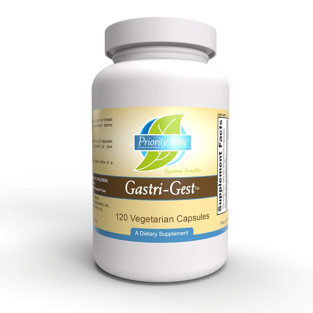 Priority One Vitamins Gastri Gest 120 Vegetarische Kapseln - Leistungsstarke Kombination von Pflanzenenzymen, die helfen, gesunde Verdauung und Darmenzymaktivität zu erhalten.*