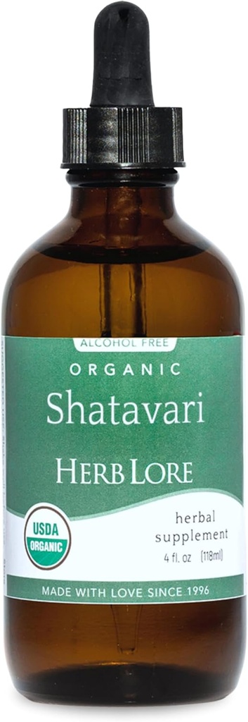 Kräuter Lore Organic Shatavari Wurzelextrakt Tinktur - Liquid Shatavari Tropfen (Asparagus Racemosus) für Lactation und Wellness-Unterstützung - Alkoholfrei (4 fl oz)