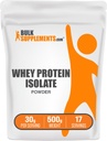 BulkSupplements.com Poudre isolante de lactosérum - Poudre de lactosérum non aromatisée, supplément nutritionnel - sans gluten, 30g par portion, 500g (1,1 lb) (paquet de 1)