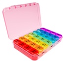 Daviky Weekly Pill Organizer, 7 Tage Pill Organizer 4 Mal pro Tag, Tägliche Pille Box 7 Tag, große Reise Pille Box mit abnehmbarer Pille Fall Vitamin, Ergänzung und Medikamente (Pink)