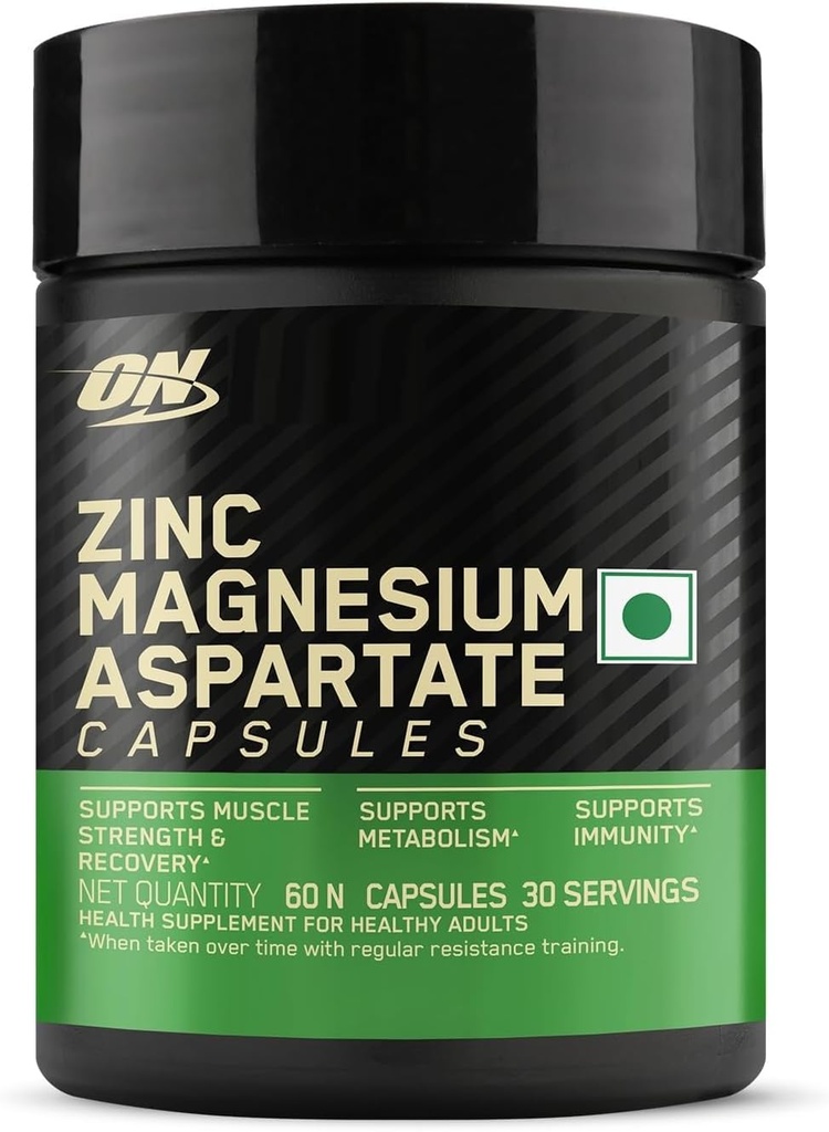 O.N Zink Magnesium Aspartat (ZMA) - 60 Kapseln, Muskelkraft, Stoffwechsel, Immunität, Vegetarisch
