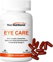 Augenpflege Weichgele, Lutein, Zeaxanthin, Astaxantin, Hyaluronsäure, Omega 3 (EPA, DHA), Zink, Kupfer, Vitamin C & E, 60 Zähler - 60 Tage Versorgung