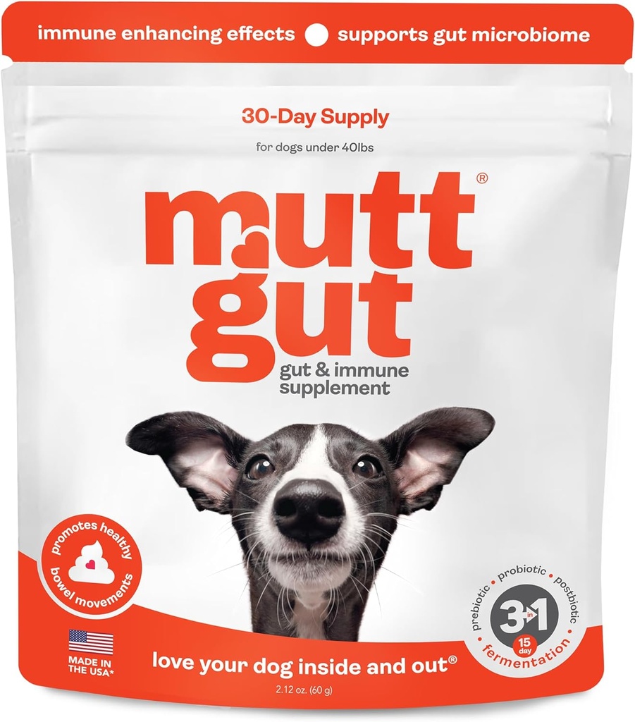 All-Natural 3-in-1 Dog Probiotic, Prebiotic und Postbiotic Supplement Powder - Probiotics for Dogs with 135 Billion CFUs, Anti Diarrhea, Verdauungsenzyme & Antioxidantien (60g)