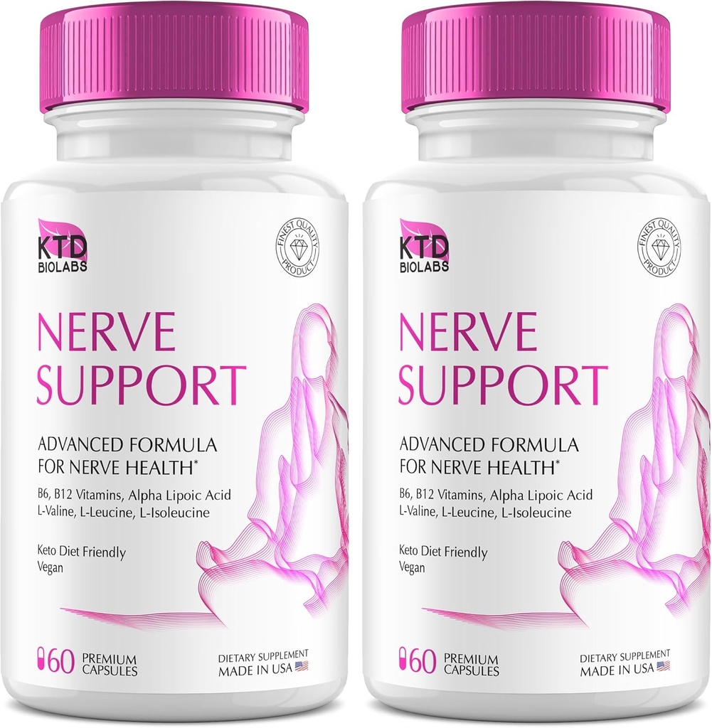 Pack de 2 Nerve Sauveur pour la neuropathie 828mg, Supplément avancé de soutien de Nerve, Renouveler pour les pieds sains, Meilleur régen avec acide alpha lipoïque, Vitamines D, B6, B12-60 Capsules