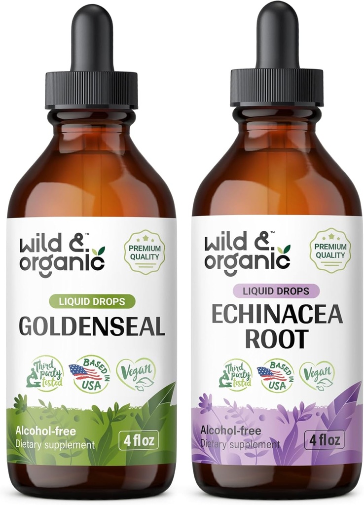 Teinture de selle d'or sauvage et biologique 4 fl oz & Echinacea Teinture 4 fl oz