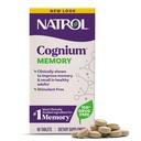 Natrol Cognium Memory, Gehirngesundheitsergänzungsmittel für Erwachsene, Nahrungsergänzungsmittel für Gehirngesundheit und klinisch gezeigt, um Gedächtnis und Erholung bei gesunden Erwachsenen zu verbessern, 60 Tabletten, bis zu 30 Tage Versorgung