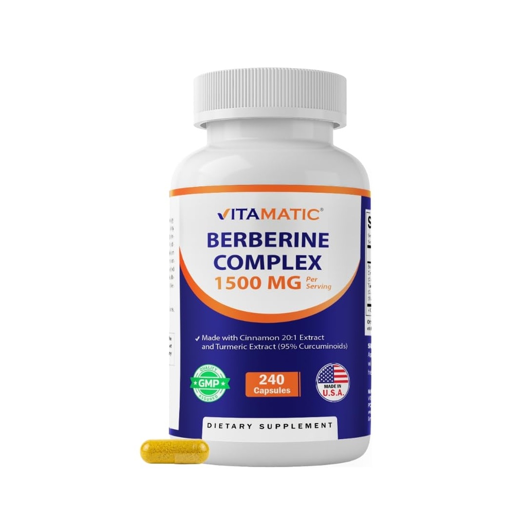 Vitamatic Berberine mit Ceylon Cinnamon, 1500mg, 240 vegetarische Kapseln, Non-GMO, Glutenfrei