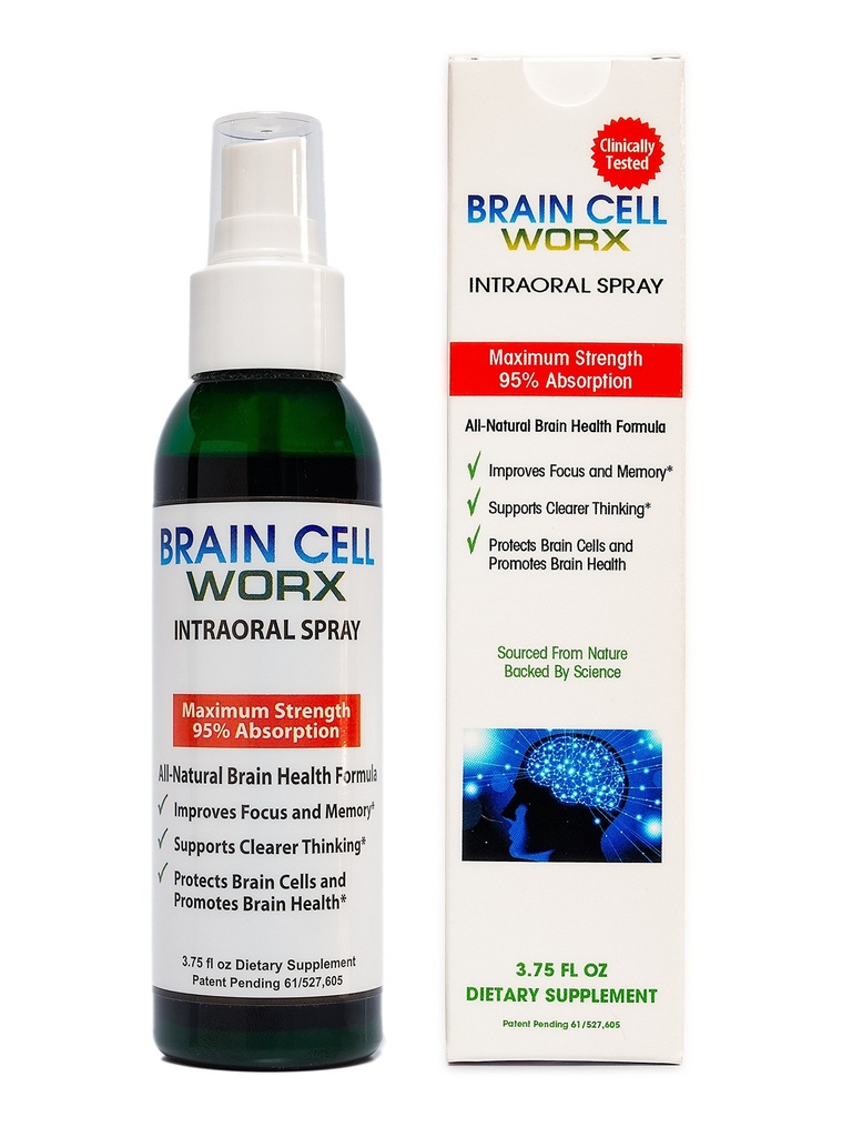 #1 Gehirn-Gesundheits-Booster in einem Spray - Verbesserung von Fokus und Speicher - Gehirnzellen-Worx (sublingual), All Natural - Pure Highest Grad Ingredients Alpha GPC (Choline), Ginkgo und Resveratrol