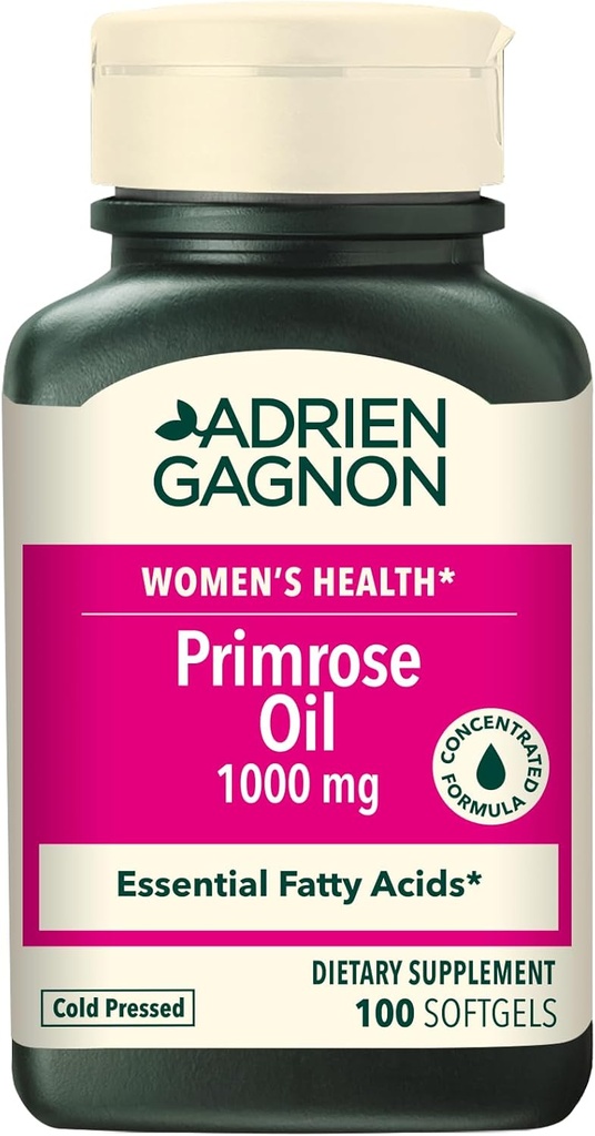 Adrien Gagnon - Huile de Primrose du soir 1000 mg, pour le syndrome prémenstruel - 100 Compte