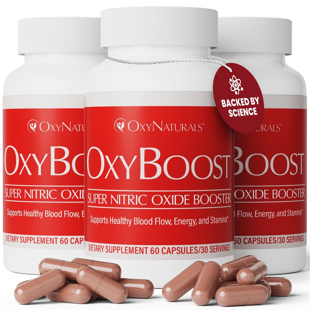 OxyBoost supplément d'oxyde nitrique pour les hommes et les femmes - soutient la circulation, la santé cardiaque, l'énergie, la clarté mentale et le flux sanguin - formule naturelle avec Vinitrox - 180 capsules (Pack de 3)