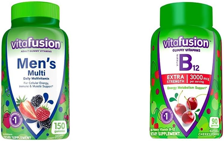 Vitafusion Vitamines gommy adultes pour les hommes (arômes de mer) + Vitafusion Vitamine B12 Vitamines gommy (arômes de mer)