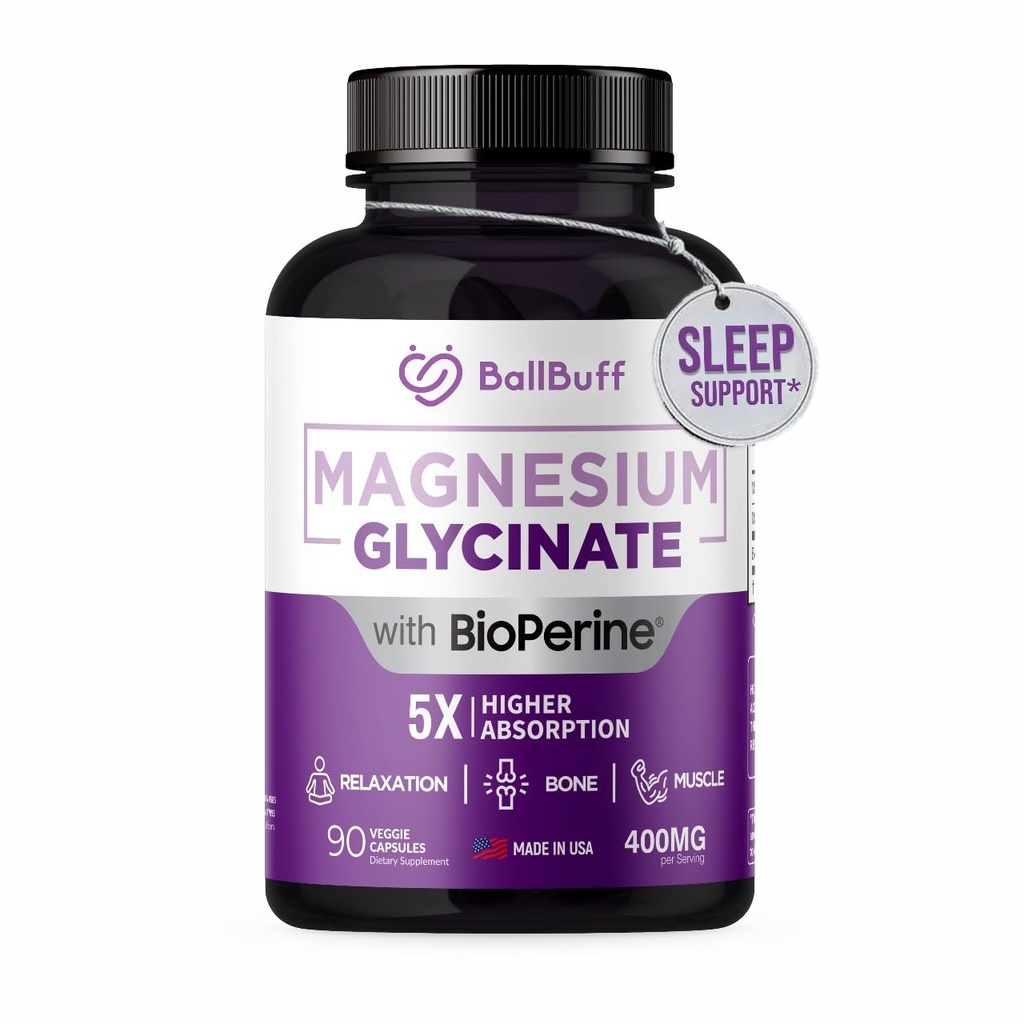 Magnesium Glycinate 400mg - 5X höhere Absorption - Unterstützung Stress Relief, Schlaf, Knochengesundheit - 100% Chelat - reine Magnesiumergänzung - 90 Veggie Kapseln