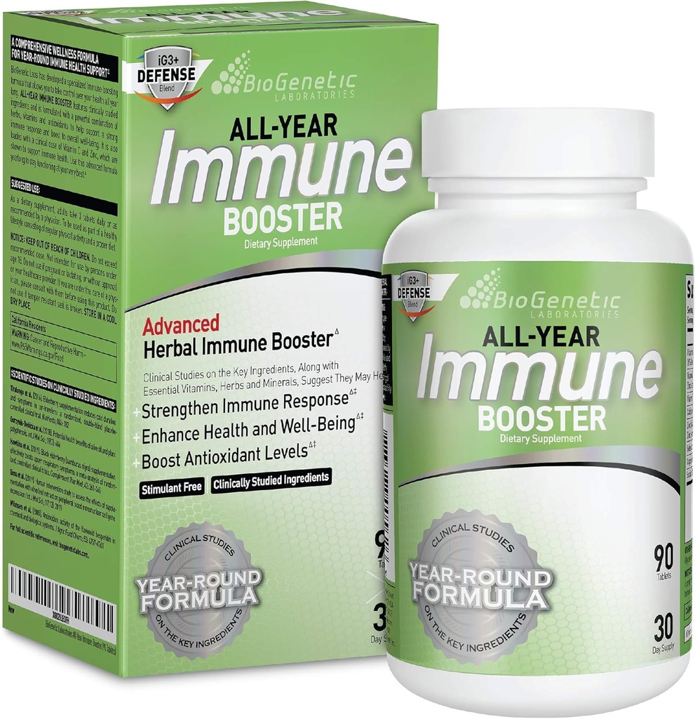 Biogenetische Laboratorien Immun-Booster mit Elderberry, Vitamin C, Vitamin A, Vitamin D und Zink - Multi-System Immun-Verteidigung und Kräuter-Immun-Unterstützung - Jahr-Round Potent-Unterstützung (90 Kapseln)