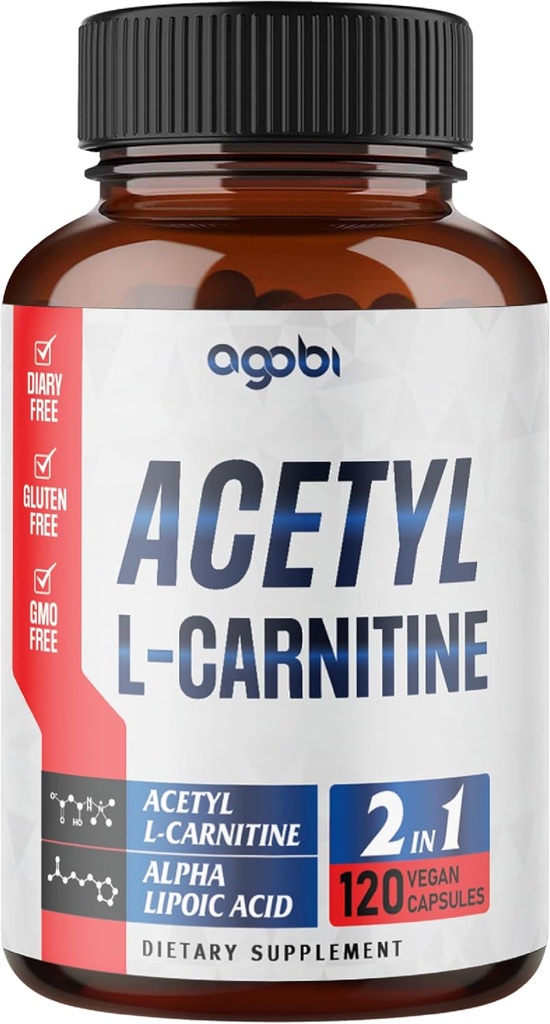 Acetyl L-Carnitin & Alpha Lipoic Acid Complex 1500mg - Ergänzung für Gehirn Gesundheit, Gedächtnis, Fokus &amp; Stimmung Unterstützung - 120 Vegan Kapseln für 2 Monate Versorgung - Glutenfrei, Non-GMO