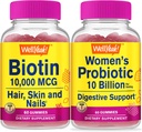Eh bien oui haute puissance biotine + probiotiques femmes 10B CFU, Gummies Bundle - Grande dégustation, supplément de vitamine, sans gluten, sans OGM, gummy à croquer