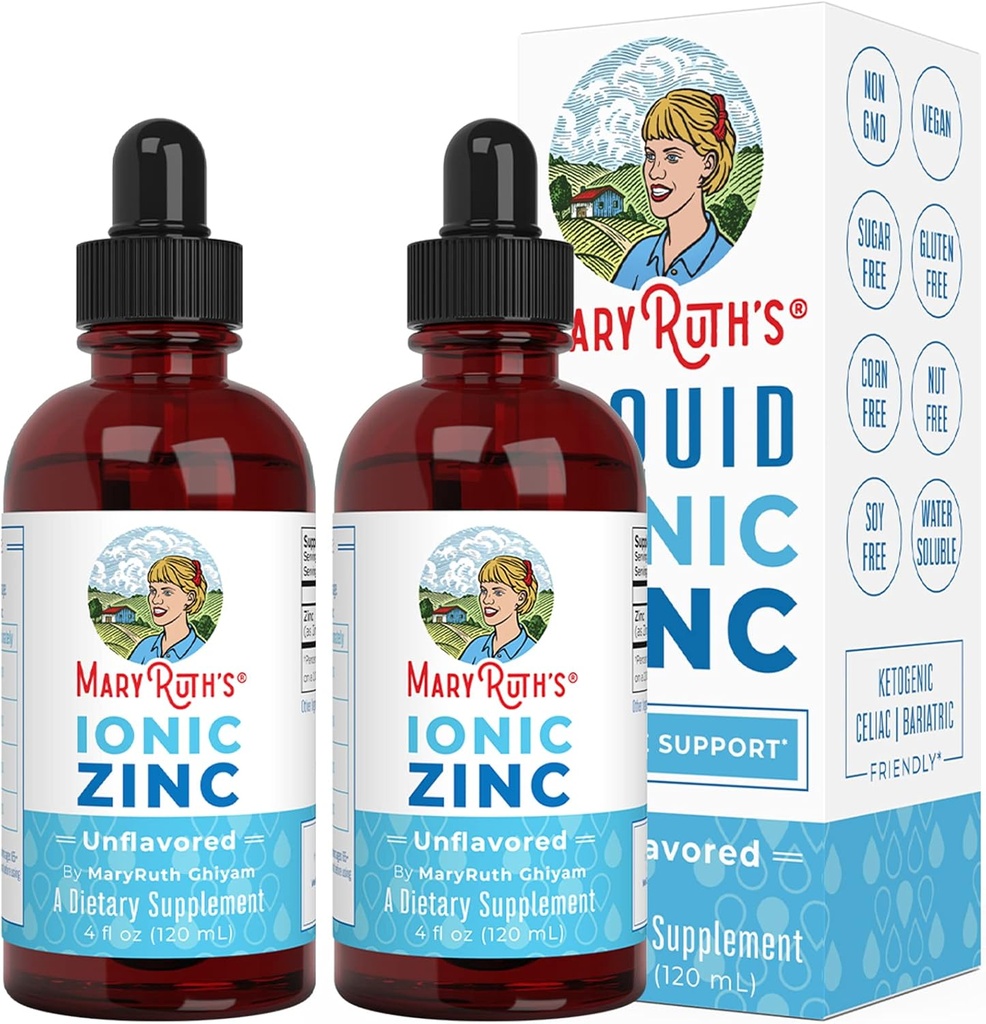 MaryRuth Organics, Ionic Zink Flüssigkeitstropfen für Immununterstützung Unflavored 4oz.(120 ml) 2 Pack