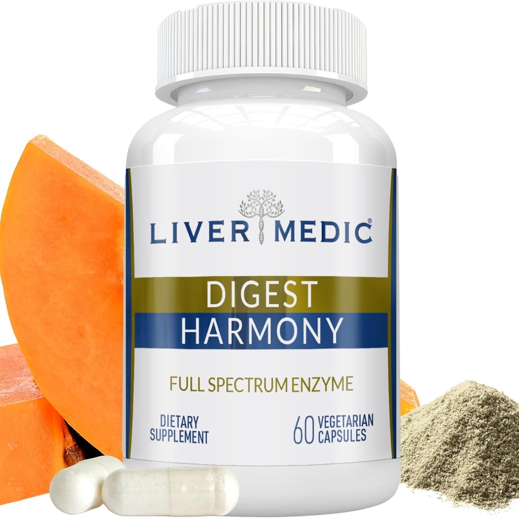 Digest Harmony Maximum Strength Digestive Enzyme Gluten Sensitivität Lipase, Protease, Cellulase, Aloe Vera für Gallbladder, Bloating Relief und Verdauungsstörung – 60 Kapseln