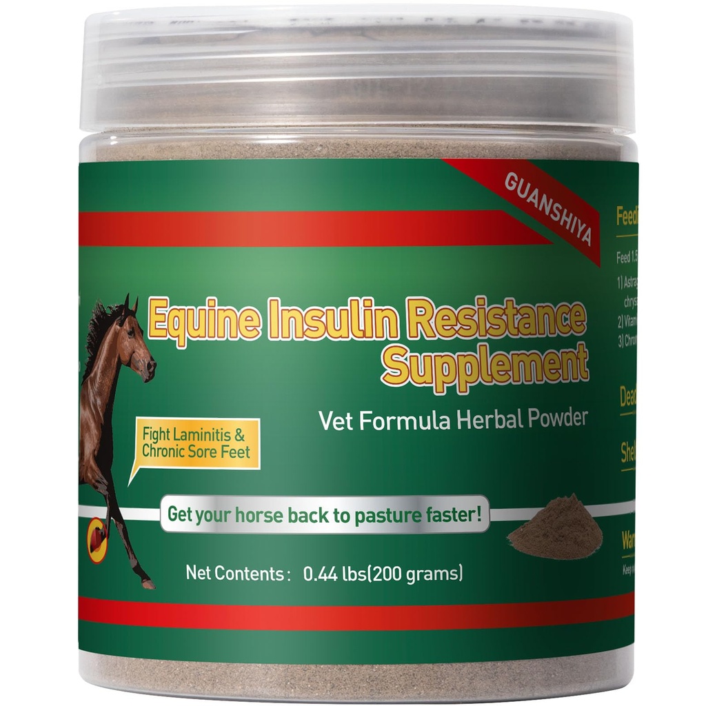 Insulin Resistance Supplement for Horses, Herbal Formulated for High Insulin, Chronic Laminitis, Cushing's Syndrome, Sore Feet, Blood Sugar Reduction & Metabolic Enhancement, 0.44 lbs