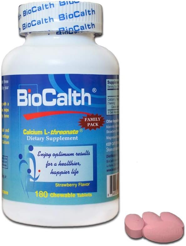 Das einzige Kalzium mit 3 US-Patententen ——BioCalth Kalzium L-Threonate 180 Kautabletten, Family Pack mit GREAT VALUE!