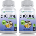 Choline Premium - 500 mg - 120 Capsules de Veggie - Soutient la santé cognitive, la mémoire et plus - 2 Pack