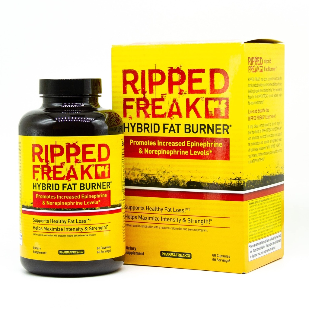 Pharmafreak Ripped Freak | Thermogenic & Metabolic Support | Energie & Fokus für Training | Grüner Tee, Grüner Kaffee & Pflanzenextrakte | 60 Vegan Kapseln
