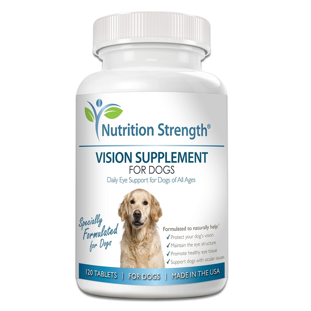 Augenpflege für Hunde Daily Vision Supplement mit Lutein, Zeaxanthin, Astaxanthin, CoQ10, Bilberry Antioxidants, Vitamin C, Vitamin E Unterstützung für Hundeaugen Probleme, 120 Kautabletten