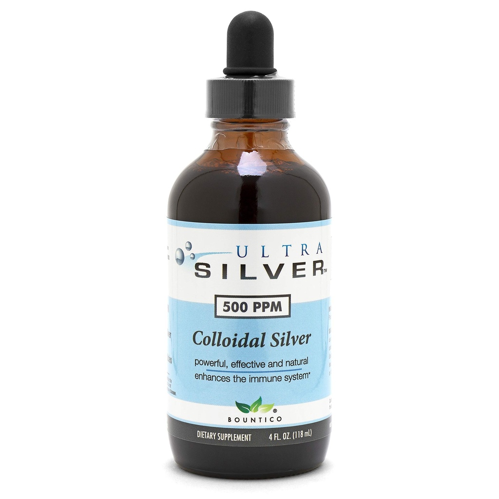 Ultra Silver® Colloidal Silver, 500 PPM, 4 Oz (118mL) , Supplément minéral liquide , Argent Colloidal - avec goutteur