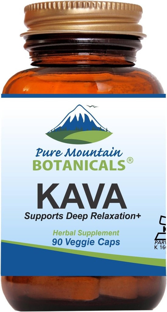 Pure Mountain Botanicals Capsules de kava kava - 90 capsules de kasher végétalien avec 400mg d'extrait de racine sauvage de kava de Vanuatu
