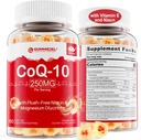 2 Pack - Sugar Free CoQ10 Filled Gummies 250MG, Coenzym Q10 w/Magnesium Glycinat, Niacin No-Flush Vitamin B3, E & Folic Acid, High Absorption CoQ10 für Hear-t, Cellular Energy & Antioxidant