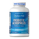Puritan's Pride Daily Probiotic Acidophilus, 100 millions de cultures vivantes, complément alimentaire pour la santé digestive, gustative et immunitaire, soja, sodium et sans gluten, 8 mois d'approvisionnement, 250 comprimés