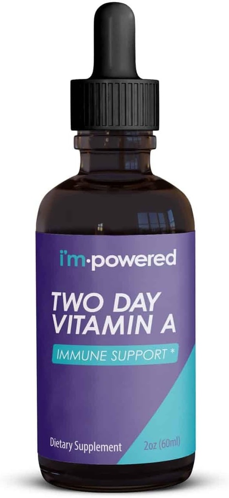 Ich bin powered Two Day Vitamin A - 2 oz Natürliches Vitamin A Tropfen 400.000 IU pro Portion (3 ml), Unterstützt Immungesundheit