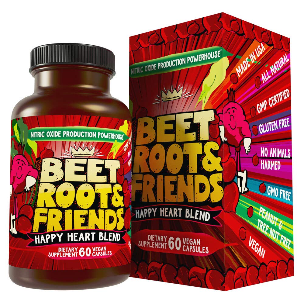 Beet Root Capsules - Zirkulation, Herz-Gesundheit Energie - w Grape Seed Extract & Ginseng 60 Count Vegan
