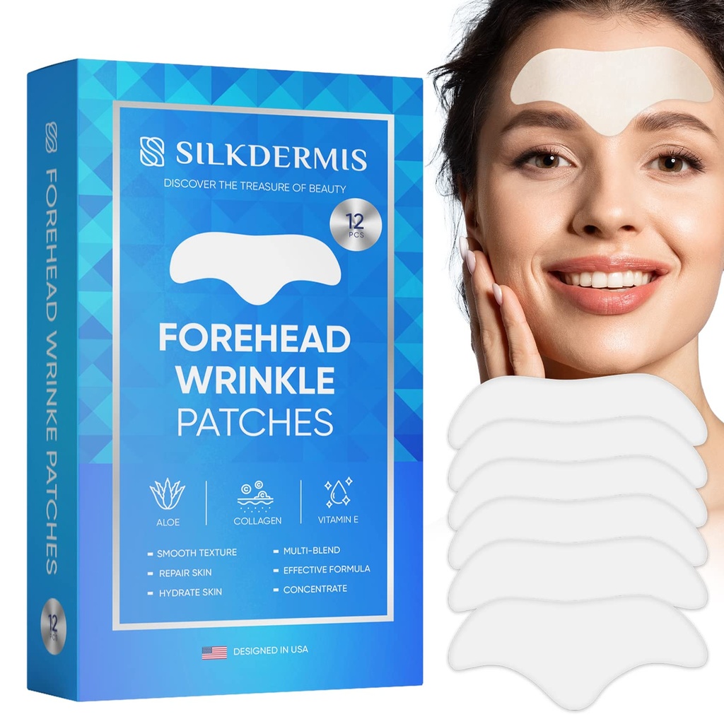 Stirnfaltenaufnäher 12Pcs mit Aloe, Collagen, Vitamin E, Antifaltenaufnäher, Stirnfalten Behandlung