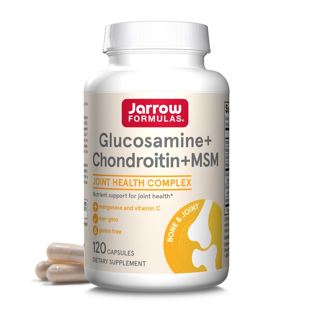 Jarrow Formulas® Glucosamin + Chondroitin + MSM Kapseln, Joint Support Supplement mit Vitamin C und Manganese, 30 Kapseln, 120 Tage Versorgung